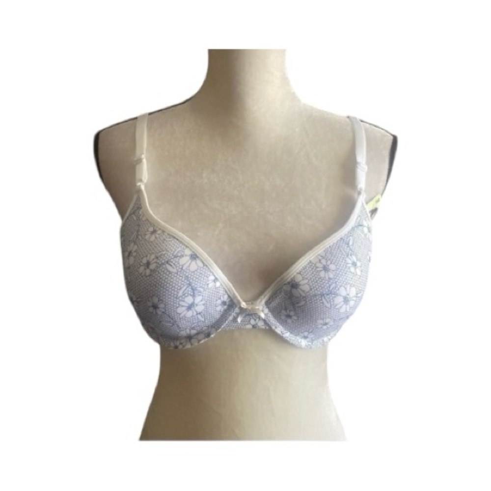 AMBRIELLE-WHITE AND BLUE BRA-38B